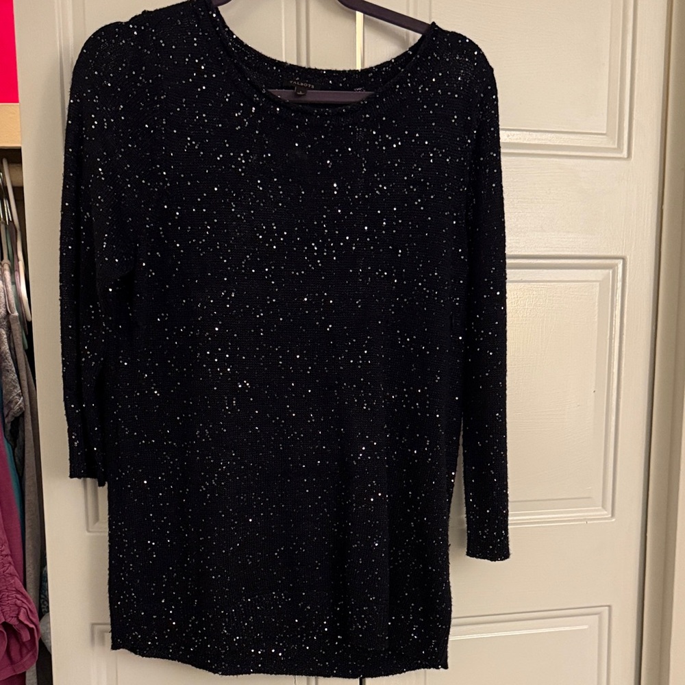 Talbots Black Sequin Sweater large